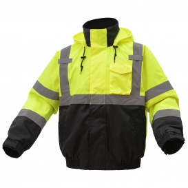 GSS Safety 8003 Type R Class 3 3-in-1 Black Bottom Bomber Jacket - Yellow/Lime