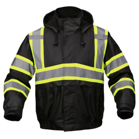 GSS Safety 8011 Non-ANSI Ripstop Winter Bomber Safety Jacket - Black