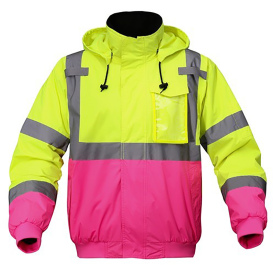 GSS Safety 8018 Type R Class 3 Unisex Bomber Jacket Pink - Lime