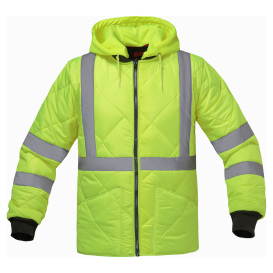 GSS Safety 8031 Type R Class 3 Diamond Quilted Parka - Yellow/Lime