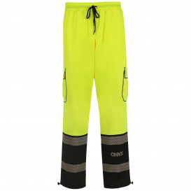 GSS Safety 8715 Class E ONYX Black Bottom Fleece Safety Pants - Yellow/Lime