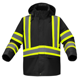 GSS Safety FR6011 Non-ANSI Self Extinguishing Two-Tone Safety Jacket - Black