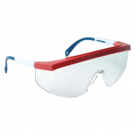 Radians GX0511ID Galaxy Safety Glasses - Red/White/Blue Frame - Clear Anti-Fog Lens