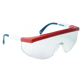 Radians Galaxy Safety Glasses - Red/White/Blue Frame - Clear Anti-Fog Lens