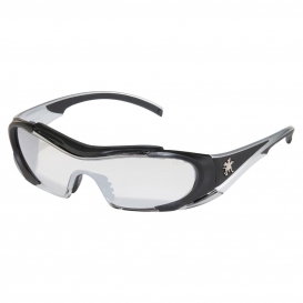 MCR Safety HL119AF HL1 Safety Glasses - Black Frame - Indoor/Outdoor Anti-Fog Mirror Lens