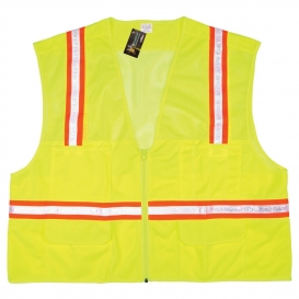 MCR Safety HS200V Economy Non-ANSI Mesh/Solid Surveyor Safety Vest - Yellow/Lime