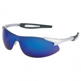 MCR Safety IA128B IA1 Safety Glasses - Silver Temples - Blue Mirror Lens