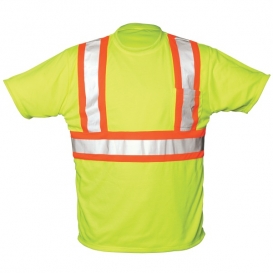 ANSI Class 2 T-Shirt with 4 Inch Dot Trim in Hi-Viz Lime
