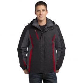 Port Authority J321 Colorblock 3-in-1 Jacket - Black/Magnet Grey/Signal Red