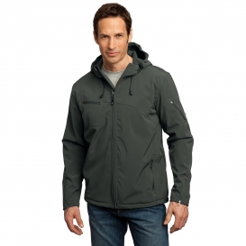 Port Authority J706 Textured Hooded Soft Shell Jacket - Mineral Green/Soft Orange