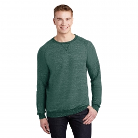 Jerzees 91M Snow Heather French Terry Raglan Crew - Forest Green