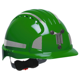 JSP Evolution 6151MCR2 Deluxe Reflective Mining Hard Hat - Wheel Ratchet Suspension - Green