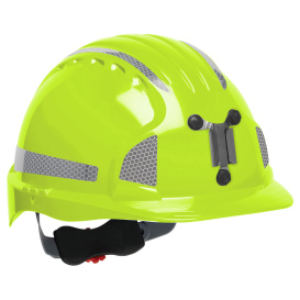 JSP Evolution 6151MCR2 Deluxe Reflective Mining Hard Hat - Wheel Ratchet Suspension - Hi-Viz Lime