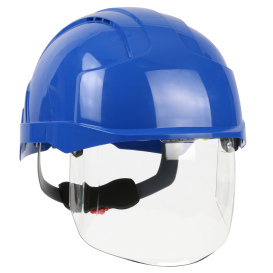 JSP 280-EVSV EVO VISTAshield Vented Cap Style Hard Hat With Face Shield - 6-Point Ratchet Suspension - Blue