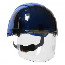 JSP 280-EVSV EVO VISTAshield Vented Cap Style Hard Hat With Face Shield - 6-Point Ratchet Suspension - Blue/Smoke