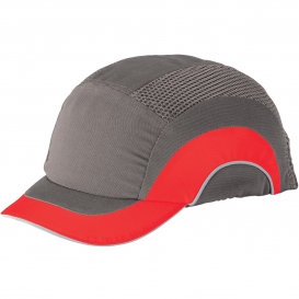 JSP ABS150 HardCap A1+ Baseball Bump Cap - Short Brim - Gray/Red