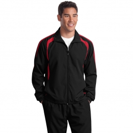 Sport-Tek JST60 Colorblock Raglan Jacket - Black/True Red