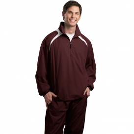 Sport-Tek JST75 1/2-Zip Wind Shirt - Maroon/White