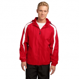 Sport-Tek JST81 Fleece-Lined Colorblock Jacket - True Red/White
