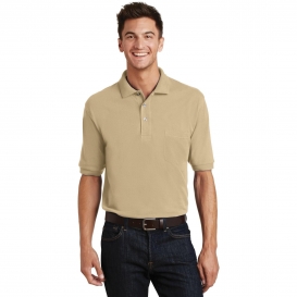 Port Authority K420P Pique Knit Polo with Pocket - Stone
