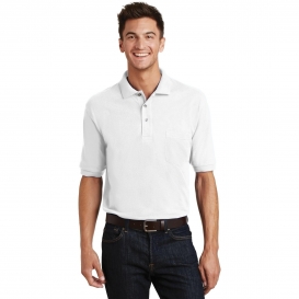 Port Authority K420P Pique Knit Polo with Pocket - White