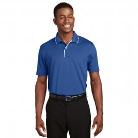 Sport-Tek K467 Dri-Mesh Polo with Tipped Collar and Piping - Royal/White