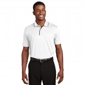 Sport-Tek K467 Dri-Mesh Polo with Tipped Collar and Piping - White/Black