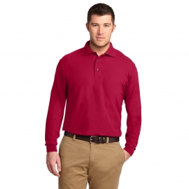 Port Authority K500LS Long Sleeve Silk Touch Polo - Red