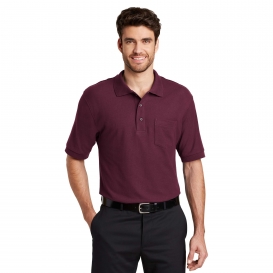 Port Authority K500P Silk Touch Polo with Pocket - Burgundy