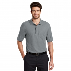 Port Authority K500P Silk Touch Polo with Pocket - Cool Grey