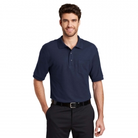 Port Authority K500P Silk Touch Polo with Pocket - Navy