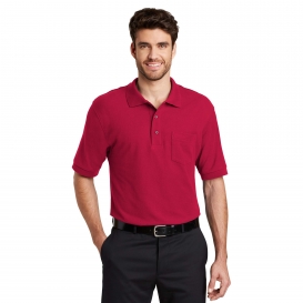 Port Authority K500P Silk Touch Polo with Pocket - Red