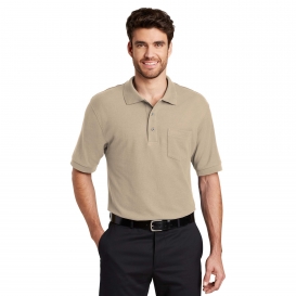 Port Authority K500P Silk Touch Polo with Pocket - Stone