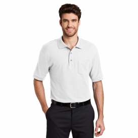 Port Authority K500P Silk Touch Polo with Pocket - White