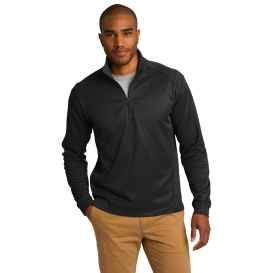 Port Authority K805 Heavyweight Vertical Texture 1/4-Zip Pullover - Black/Iron Grey