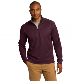 Port Authority K805 Heavyweight Vertical Texture 1/4-Zip Pullover - Maroon/Iron Grey