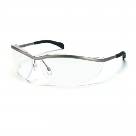 Crews KD210 Klondike Metal Safety Glasses - Silver Metal Frame - Clear Lens