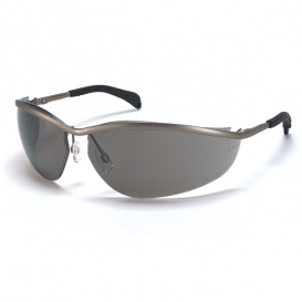 Crews KD212 Klondike Metal Safety Glasses - Silver Metal Frame - Gray Lens