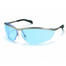 Crews KD213 Klondike Metal Safety Glasses - Silver Metal Frame - Light Blue Lens