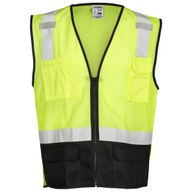 Kishigo 1509 Black Bottom Safety Vest - Yellow/Lime