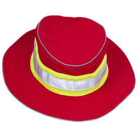 Kishigo B24 Enhanced Visibility Full Brim Safari Hat - Red/Lime