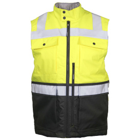 Kishigo IN400 Type R Class 2 Insulated Black Bottom Safety Vest - Yellow/Lime