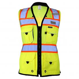 Kishigo S5021-Small Black Series Women\'s Heavy Duty Surveyors Safety Vest - Yellow/Lime