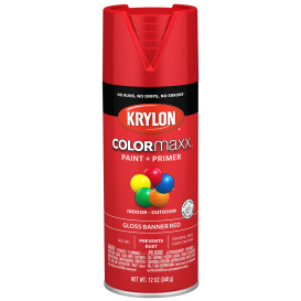 Krylon K05503007 COLORmaxx Paint + Primer - Gloss Banner Red  - 12 oz Can