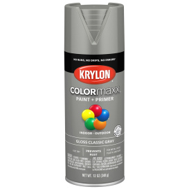 Krylon K05513007 COLORmaxx Paint + Primer - Gloss Classic Gray - 12 oz Can