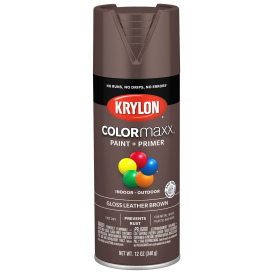 Krylon K05527007 COLORmaxx Paint + Primer - Gloss Leather Brown - 12 oz Can