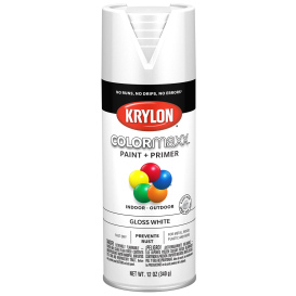 Krylon K05545007 COLORmaxx Paint + Primer - Gloss White - 12 oz Can