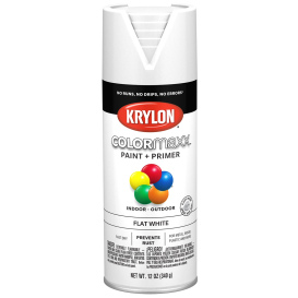 Krylon K05548007 COLORmaxx Paint + Primer - Flat White - 12 oz Can