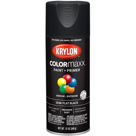 Krylon K05578007 COLORmaxx Paint + Primer - Semi-Flat Black - 12 oz Can