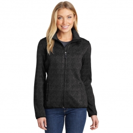Port Authority Women's Sweater Fleece Jacket, Black Heather, X-Small at   Women's Coats Shop